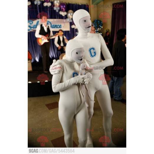 2 futuristiske hvide jumpsuits til par - Redbrokoly.com