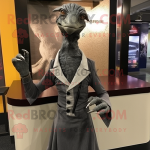 Grå Velociraptor maskot...