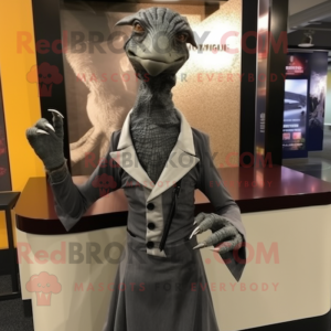 Grijs Velociraptor mascotte...