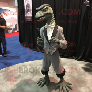 Grijs Velociraptor mascotte...