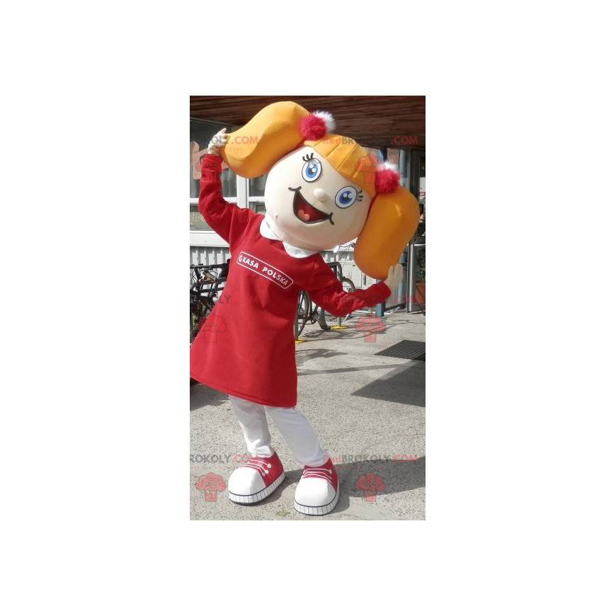 Mascot chica rubia con edredones - Redbrokoly.com