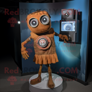 Rust Camera mascot costume character dressed with a Mini Dress and Anklets
