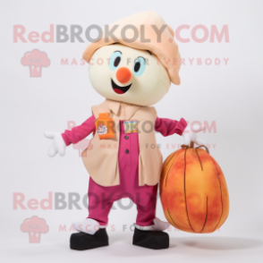 Peach Turnip mascot costume character dressed with a Vest and Tote bags