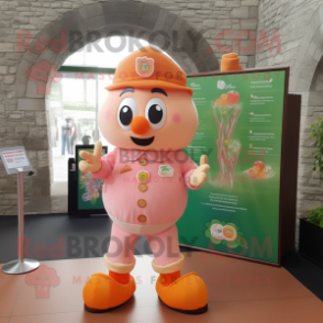 Peach Irish Castle mascot costume character dressed with a Playsuit and Keychains