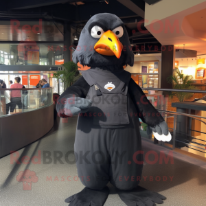 Black Albatross mascot costume character dressed with a Overalls and Cummerbunds