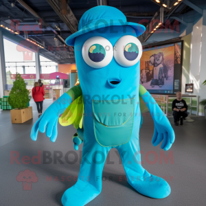 Cyan Squid mascotte kostuum...