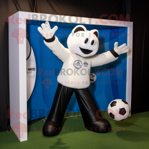 White Soccer Goal mascot costume character dressed with a Tuxedo and Mittens