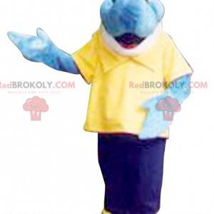 Blue and white fish mascot. Dolphin mascot - Redbrokoly.com