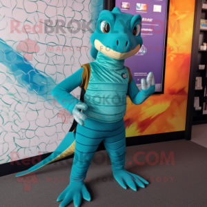 Postava maskota Teal Lizard...