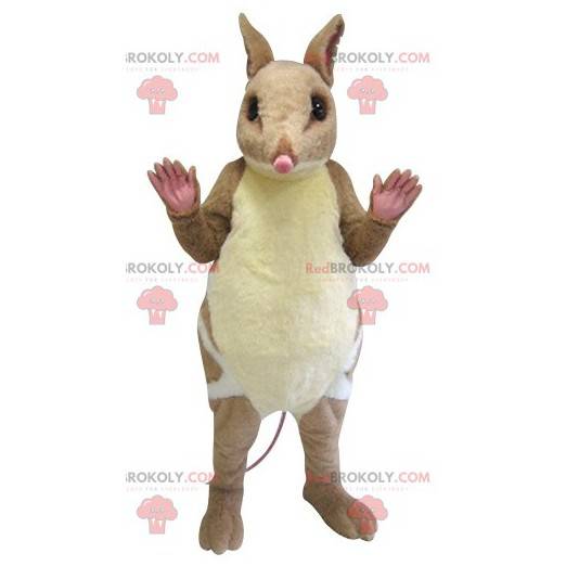 Very realistic brown and white rodent mouse mascot -