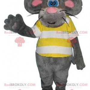 Grijze muis mascotte met mooie blauwe ogen - Redbrokoly.com