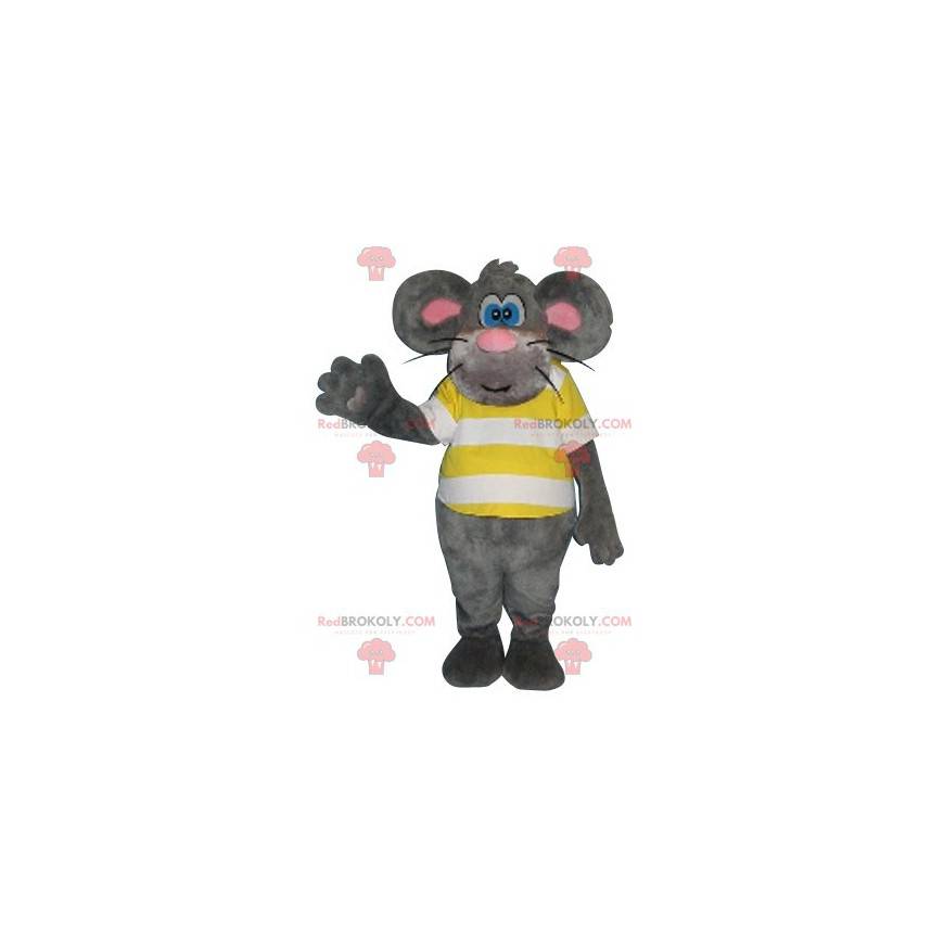 Graues Mausmaskottchen mit hübschen blauen Augen -