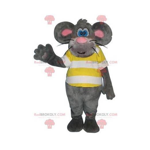 Mascotte de souris grise avec de jolis yeux bleus -