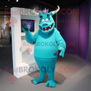 Teal Devil mascotte kostuum...