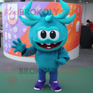 Teal Devil mascotte kostuum...