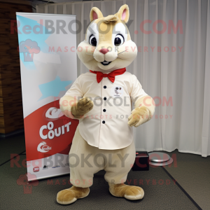 Cream Squirrel mascot costume character dressed with a Poplin Shirt and Cufflinks