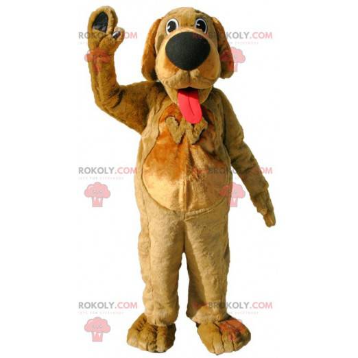 Mascotte cane marrone con una grande lingua - Redbrokoly.com