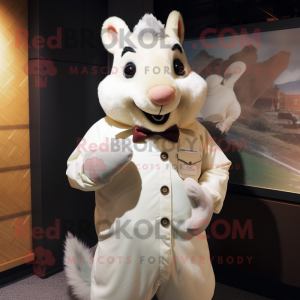 Cream Squirrel mascot costume character dressed with a Poplin Shirt and Cufflinks