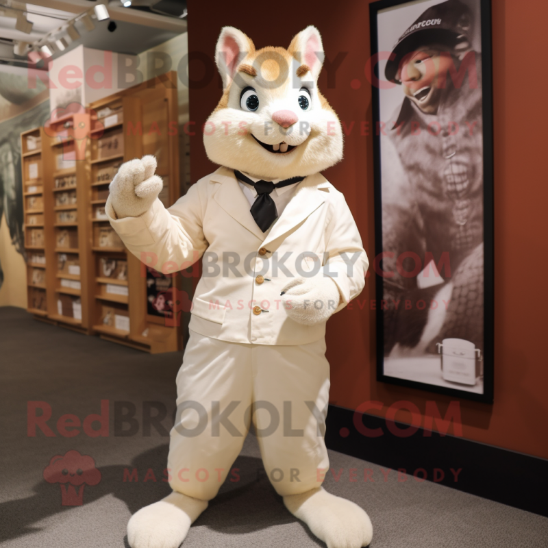 Cream Squirrel mascot costume character dressed with a Poplin Shirt and Cufflinks