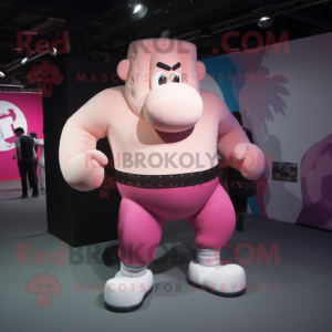 Pink Strongman maskot...