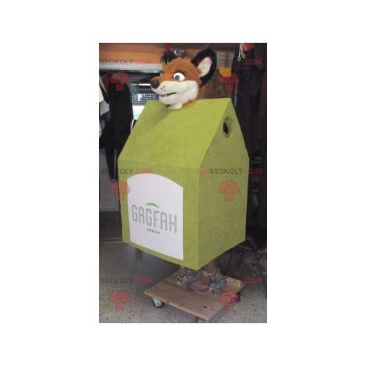 Houten hut mascotte met een vossenkop - Redbrokoly.com