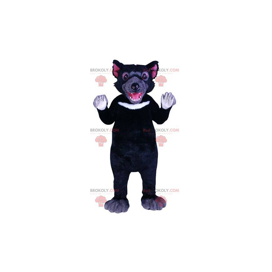 Mascota del diablo de Tasmania en blanco y negro -