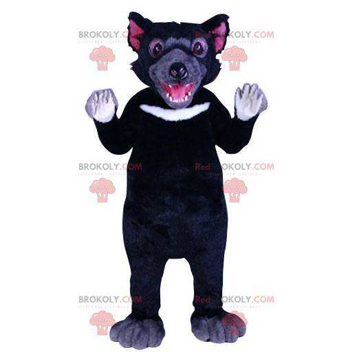 Mascote do demônio da Tasmânia em preto e branco -