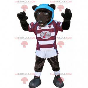 Mascotte dell'orso bruno in abbigliamento sportivo -