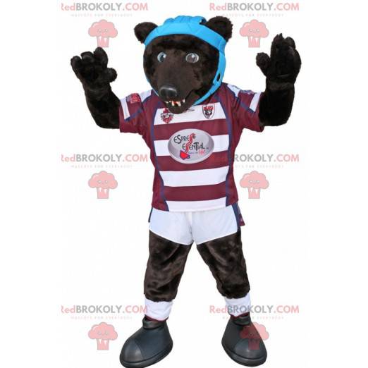 Bruine beer mascotte in sportkleding - Redbrokoly.com