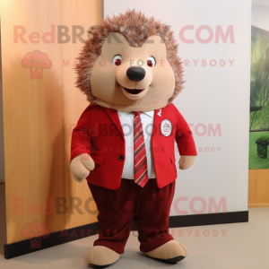 Röd Hedgehog maskot kostym...