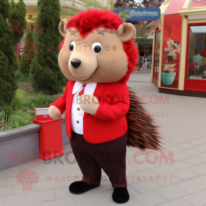 Red Hedgehog maskot kostyme...