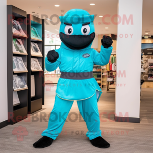 Turkis Ninja maskot kostume...