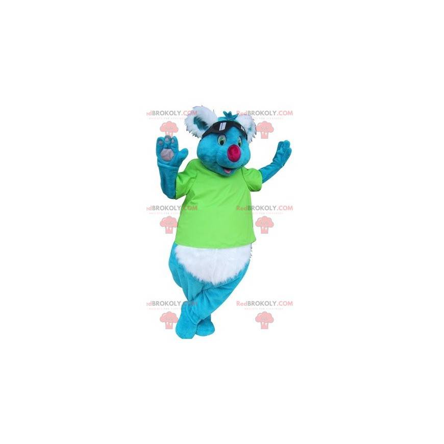 Mascote coala azul e branco com óculos de sol - Redbrokoly.com