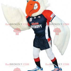 Witte zeemeeuwmascotte in sportkleding - Redbrokoly.com