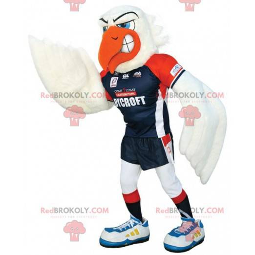Weißes Möwenmaskottchen in Sportbekleidung - Redbrokoly.com