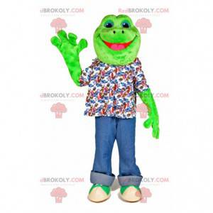 Zeer glimlachende groene kikker mascotte - Redbrokoly.com