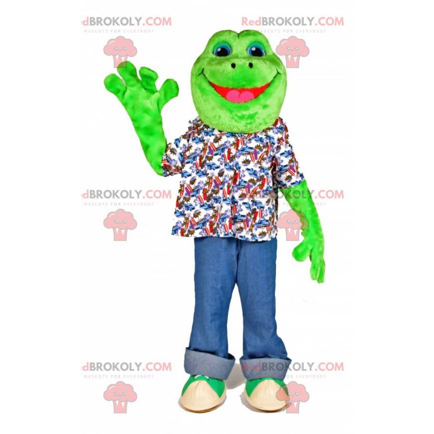 Mascota de la rana verde muy sonriente - Redbrokoly.com