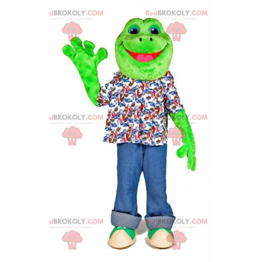 Mascote sapo verde muito sorridente - Redbrokoly.com