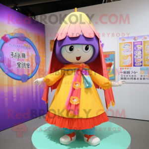 nan Pendant mascot costume character dressed with a Pleated Skirt and Shawls