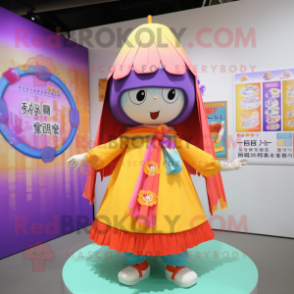 nan Pendant mascot costume character dressed with a Pleated Skirt and Shawls