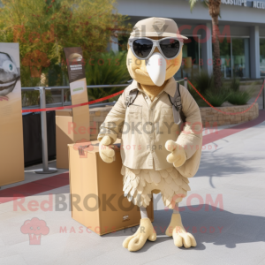 Beige Turkey mascot costume character dressed with a Cargo Pants and Sunglasses