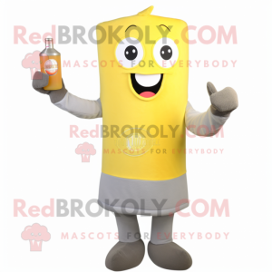 Gray Bottle Of Mustard mascot costume character dressed with a Shorts and Clutch bags