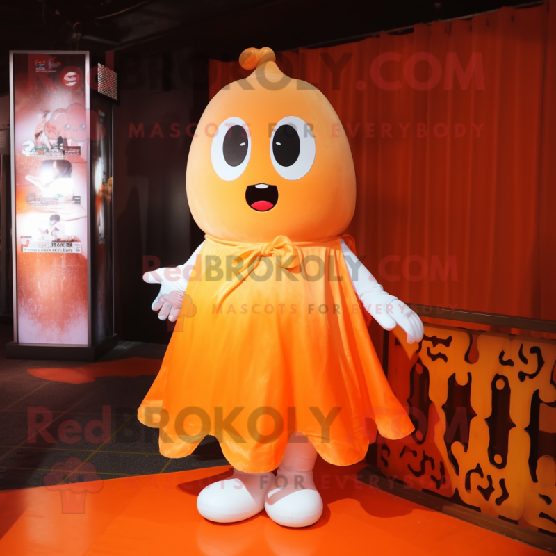 Orange Ghost mascot costume character dressed with a Mini Skirt and Ties Orange Ghost mascot costume character dressed with a Mini Skirt and Ties