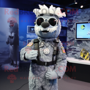 Silver Navy Seal mascotte...