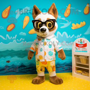 Cream Dingo maskot kostym...