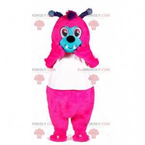 Mascotte insetto rosa e blu con antenne - Redbrokoly.com