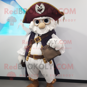 Personaje de traje de mascota pirata blanco vestido con un abrigo y bolsos  de embrague - Disfraces de mascotas -  Tamaño L (175-180 CM)