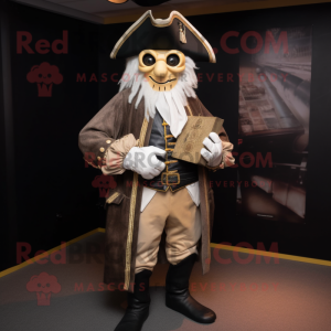 White Pirate mascot costume character dressed with a Coat and Clutch bags