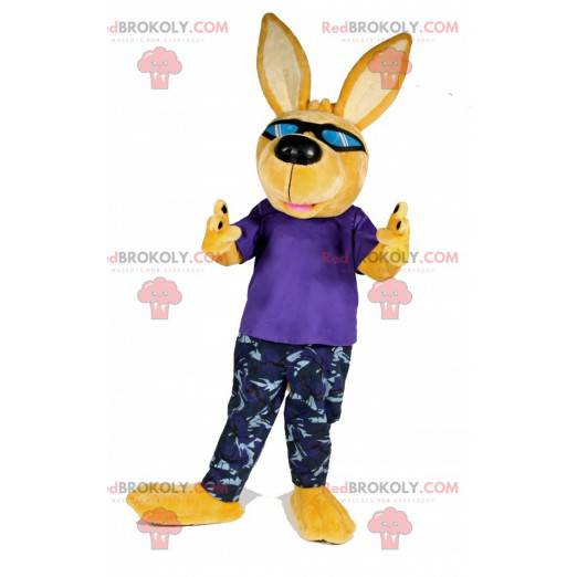 Gul hundmaskot med solglasögon - Redbrokoly.com