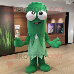 Forest Green Squid mascot costume character dressed with a V-Neck Tee and Ties